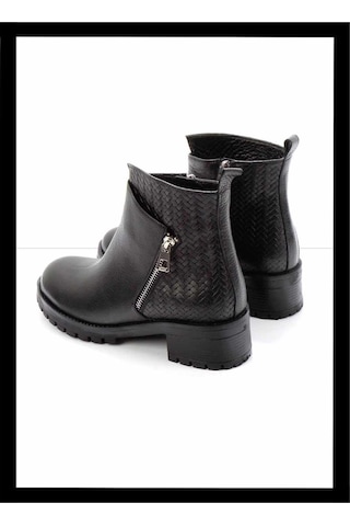 Siyah Siyah Hakiki Deri Kadın Bot & Bootie K02531230203 Siyah