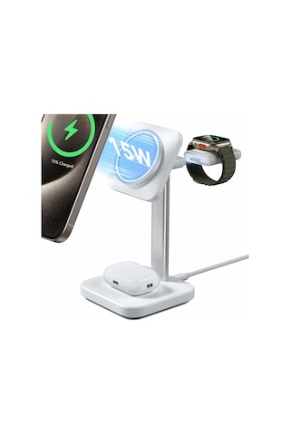 Halolock 3'ü 1 Arada, Magsafe, Qi2 Sertifikalı, 15w Şarj Adaptör, Kablosuz Şarj Seti