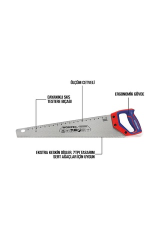 Workpro Wp215007 500mm Sk5 7 Tpı Ağır Hizmet Tipi El Testeresi