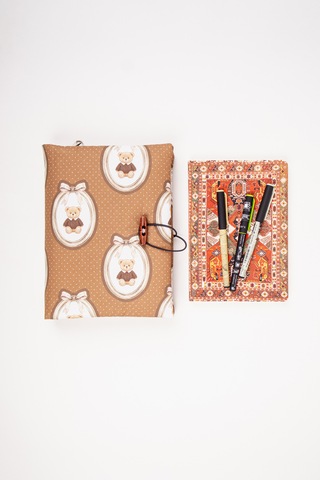 Kitap Kılıfı A5 Uyumlu Fermuarlı Kalem Cepli Kumaş Organizer