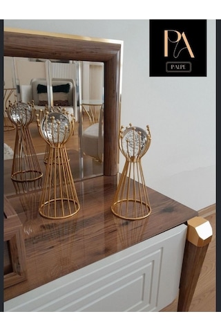 Gold G 2'li Ofis Metal Aksesuar Biblo Ev Salon Dekorasyon Obje