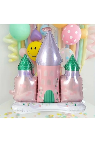 Prenses Konsept Pembe Mor Balon Prenses Evi Şato Balon Konsept Doğum Günü Balon çok renkli