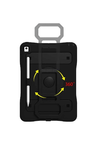 iPad Uyumlu  10.2 2021 9.nesil Sbt Yeni Nesil Kalem Bölmeli Defender Tablet Silikon - Siyah Arka Kapak