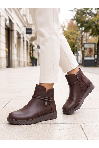 Nesilshoes Nesil Shoes Dvm 1001 Kahve Kadın Fermuarlı Kışlık Bot