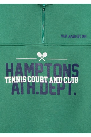 Mavi - Baskılı Kapüşonlu Yeşil Sweatshirt 6s10169-71697 Yeşil