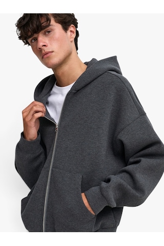 Only & Sons Onsgoyle Boxy Ls Scuba Zıp Hoodıe Noos Erkek Gri Sweatshirt - 22035193