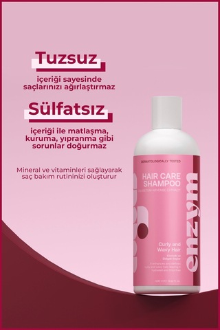 Enzym Cosmetics Kıvırcık Ve Dalgalı Saçlar İçin Saç Bakım Şampuanı 400 ML