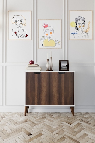 Elegant 2 Kapaklı Dekoratif Konsol Barok Ceviz Beyaz