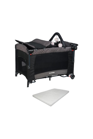 BabyDOOR Mia Comfort Anne Yanı Park Yatak Oyun Parkı 70x110 +Yatak Antrasit