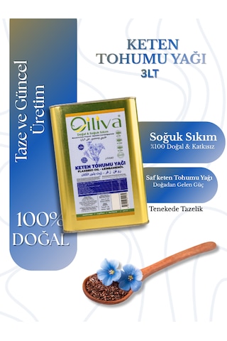 3 Litre Soğuk Sıkım Keten Tohumu Yağı %100 Doğal, Katkısız, Teneke Ambalaj 3 L
