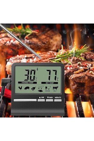 Pazly Zamanlayıcısı Termometresi Prob Pişirme Ölçer Mutfak Jms Gıda Fırın Et Dijital Alarm Xv