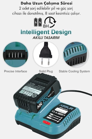 Assur ASR1021-02-05 21V Hilti Somun Sökme Taşlama 3'lü Set Mavi