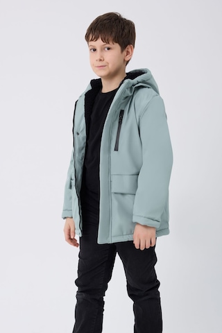 Erkek Çocuk Mint Yeşil Içi Kürklü Su Ve Rüzgar Geçirmez Kapüşonlu 3 Cep Kışlık Mont & Kaban & Parka Mint Yeşili