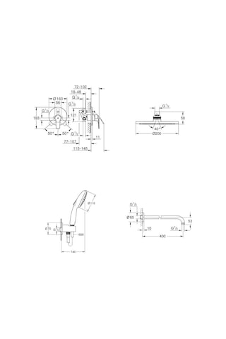 Grohe Eurosmart Gagasız Ankastre Banyo Seti - 33305003set Gri