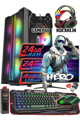 Warbox Hero i5-4570S 24 GB 256 GB + 250 GB SSD Geforce GT 740 24" W10P Masaüstü Oyuncu Bilgisayarı