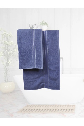 Goldroom Can 2 Li Pamuklu Banyo Seti Koyu Mavi