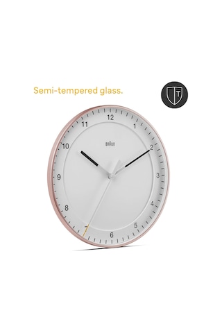 Braun Sessiz Süpürme Hareketli Klasik Büyük Analog Duvar Saati, Okunması Kolay, Gül Ve Beyaz 30 Cm Çapında, Mode Genel
