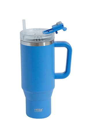 Tyeso Qq Termos Sızdırmaz Pipetli Çift Duvarlı Vakumlu 1200ml Mavi