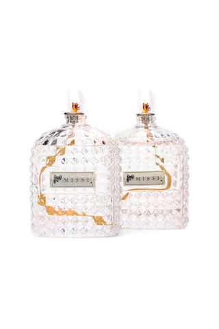 Missi Vanilya Sandal Kokulu Oval Kristal Cam Şişe Kandil Seti 2 x 100 ML
