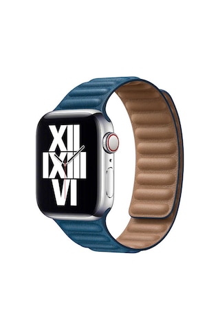 Ekılıf - Apple Uyumlu Watch 40mm - Kordon Deri Kordon Krd-34 - Mavi