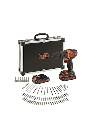 Black+Decker BDCHD18BAFC-QW 18V 1.5 Ah Çift Akülü Li-Ion Darbeli Matkap Vidalama Çanta 80 Parça Set