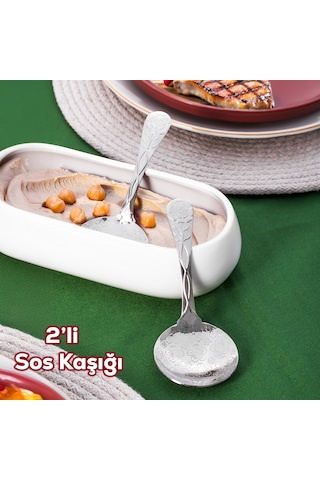 Porsima 5216 Metal Gümüş 2 Li Sos Kaşığı Kepçe 13cm
