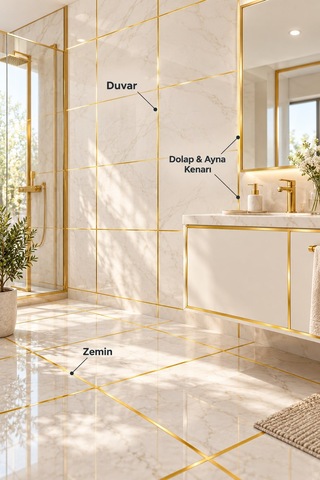 Fayans Arası Şerit Bant Gold Kendinden Yapışkanlı 1 Cm X 50 M