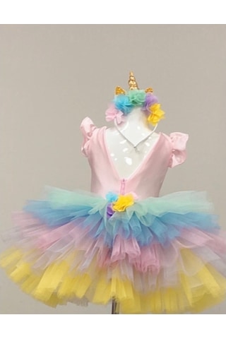 Unicorn Model Kız Çocuk Bebek Abiye Elbise Kostüm (369035771)