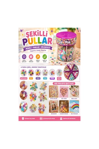 Karışık Şekilli Elişi Pulu Standlı 6 Model 90gr 1 Paket Set 2 Parlak Pul Okul Sınıf Etkinlik Resim Dekarasyon Hobi