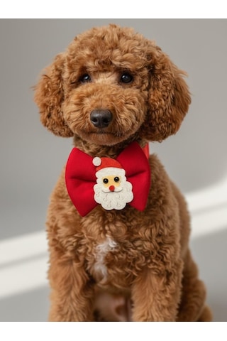 Rudolph Küçük Irk Köpek Papyon Tasması Kırmızı Fiyonk Boyun Aksesuarı Noel Temalı Köpek Süsü