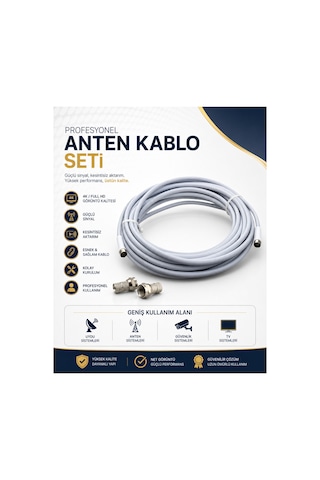 30 Metre 4k Full Hd Koaksiyel Tv Uydu Anten Kablosu Seti - Güçlü Sinyal Aktarımlı Dayanıklı Televizyon Kablosu - Lnb Alıcı Uyumlu Yüksek Kalite Beyaz