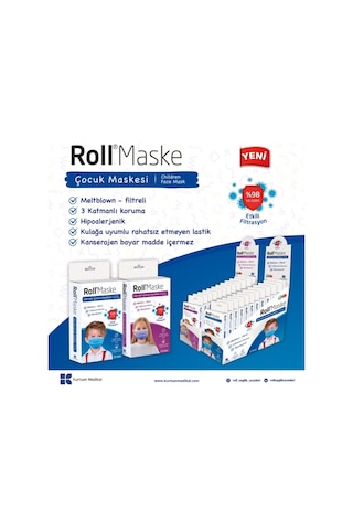 Roll Erkek Çocuk Maskesi 10 Adetlik 12 Kutu