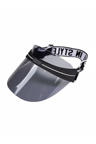 Giyu Shop Kadın Güneş Koruyucu Renkli Pleksi Cam Vizör Plaj Şapkası Koyu Füme