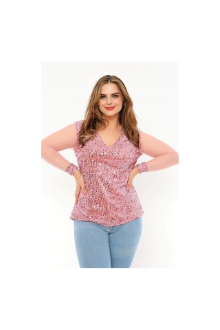 Pullu Kolları Tül Bluz Somon