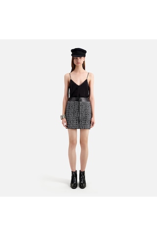 The Kooples Kadın Ekose Siyah Yün Karışımlı Etek