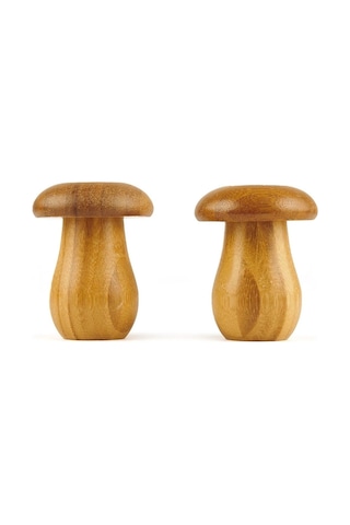 Morponi Bambu 2'li Mantar Şekilli Tuzluk Ve Biberlik Şeffaf