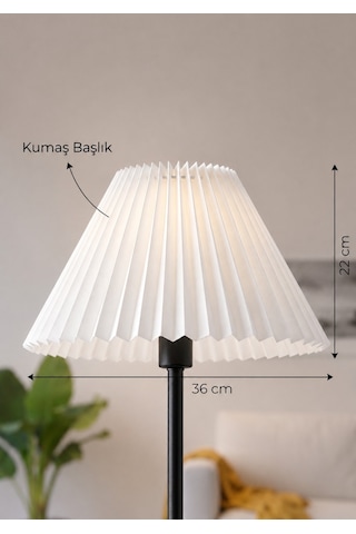 Pileli Lambader Başlığı Çap 36 Cm Beyaz Umbrella Kumaş Abajur Şapkası Metal İskelet Lam05