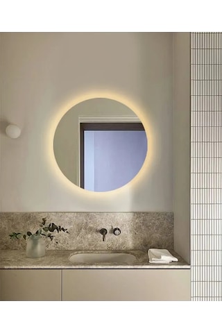 Fawdecor Led Işıklı Yuvarlak Duvar Aynası 60x60 Gün Işığı
