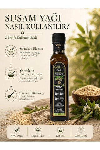 Soğuk Sıkım Susam Yağı 250 Ml %100 Doğal Katkısız Saf Susam Yağı