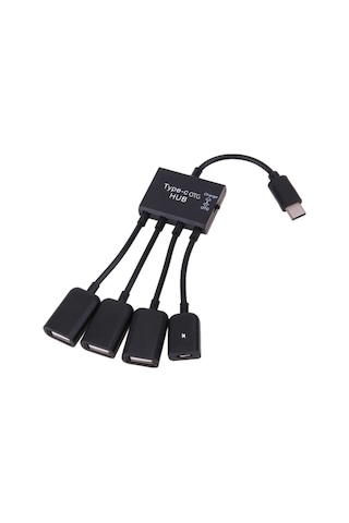 Type-c Otg Hub Çoklayıcı 3 Port Usb 2.0 Data Ve Mikro Usb Şarj Girişli Çevirici Adaptör