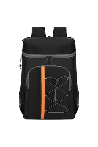 Mufunye Sıcak Soğuk İçin Çift Katlı Yalıtkan Piknik Sırt Çantası, Alüminyum Folyo, Büyük Bölmeler, Bira Açıcı, 32x46x19cm Siyah Siyah