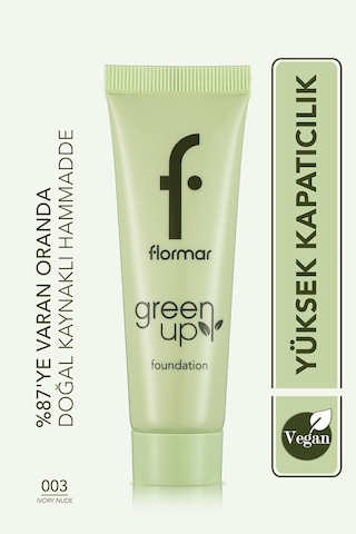 Flormar Yarı Mat Bitişli Su Bazlı Vegan Fondöten- Green Up Foundation-003 Ivory Nude-4251903322225