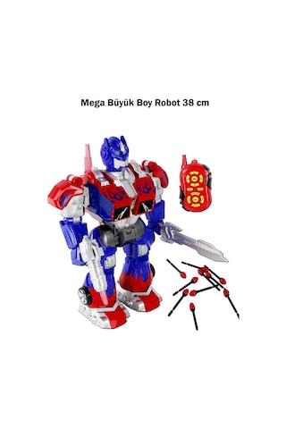 Mega Büyük Oyuncak Uzaktan Kumandalı Sünger Atan Işıklı Sesli Transformers Dev Robot Optimus