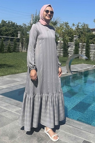 Rabia Şamlı Seda Gri Elbise Normal