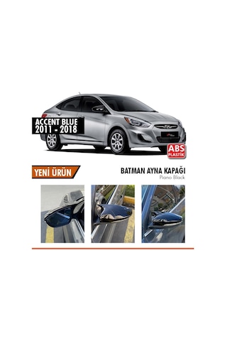 Otoçizgi Hyundai Accent Blue Batman Yarasa Ayna Kapağı Piano Black Abs Pla Otoçizgi