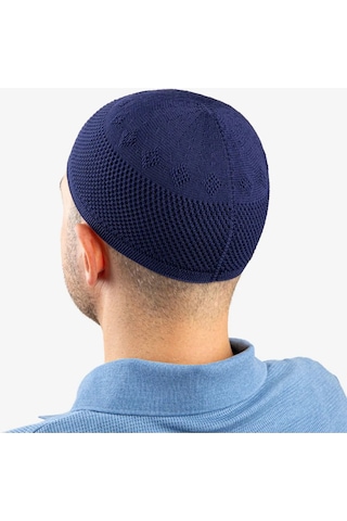 Soft Örgü Zirkon Namaz Takkesi Lacivert