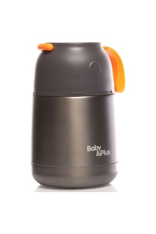 Baby Plus Vakumlu Çift Taraflı Mama Termosu 450 ML - Gri