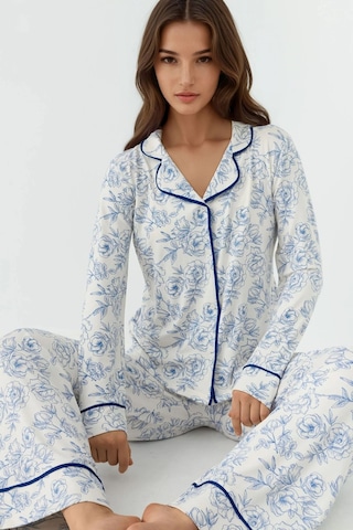 Hiccup Çiçek Desenli Uzun Kollu Ev Giyim Pijama Takımı Çok renkli