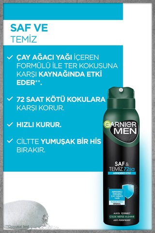 Garnier Men Saf&Temiz Erkek Deodorant 150 ML
