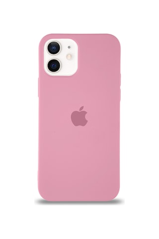 Apple Uyumlu iPhone 12 Mini Logolu Silikon Kılıf Altı Kapalı İçi Kadife Lansman Arka Kapak